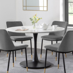 Julian Bowen Holland Black and White 4 Seater Round Pedestal Dining Table