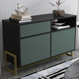 Decorotika Utopie Black and Green 3 Cabinet Sideboard