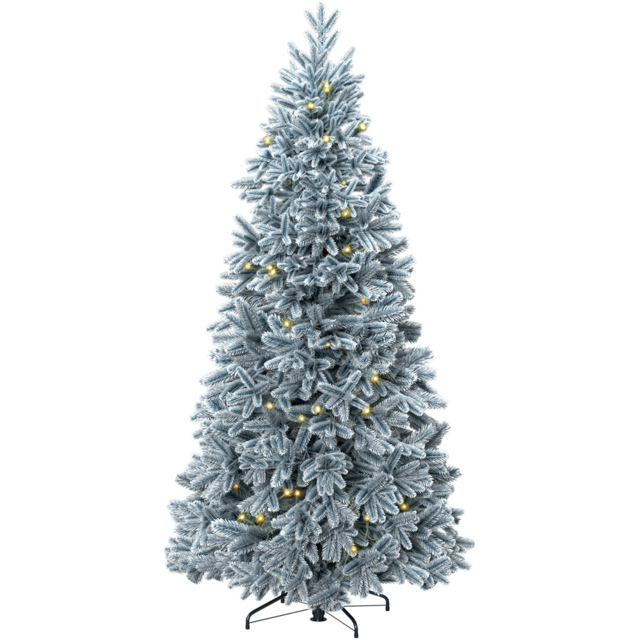 Charles Bentley Luxury Faux Hinged Snowy Pre-Lit Christmas Tree 7ft - image 1
