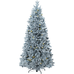 Charles Bentley Luxury Faux Hinged Snowy Pre-Lit Christmas Tree 7ft - thumbnail 1