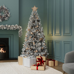 Charles Bentley Luxury Faux Hinged Snowy Pre-Lit Christmas Tree 7ft - thumbnail 2