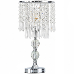 Living and Home E27 Screw Silver Crystal Beaded Shade Table Lamp 39cm