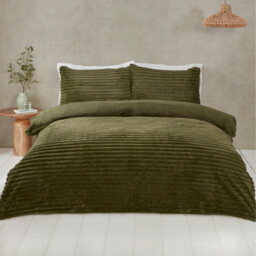 Colorado Faux Fur Duvet Set Green Single