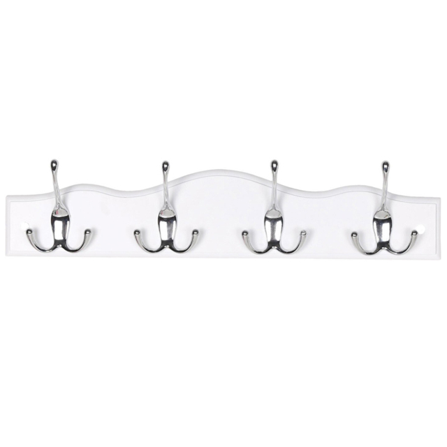 White Wavy 3 Hook Coat Rail