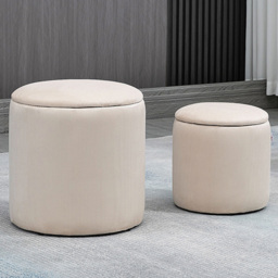 Portland White Modern Storage Ottoman with Removable Lid Set of 2