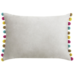 Paoletti Fiesta Dove Multicolour Pom Pom Velvet Cushion - thumbnail 1
