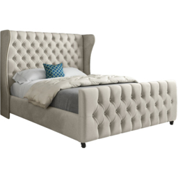 Donati Silver Double Velvet Upholstered Bed Frame with Straight Curved Top Headboard - thumbnail 2