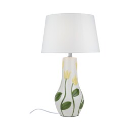 Tulip Embossed Table Lamp White