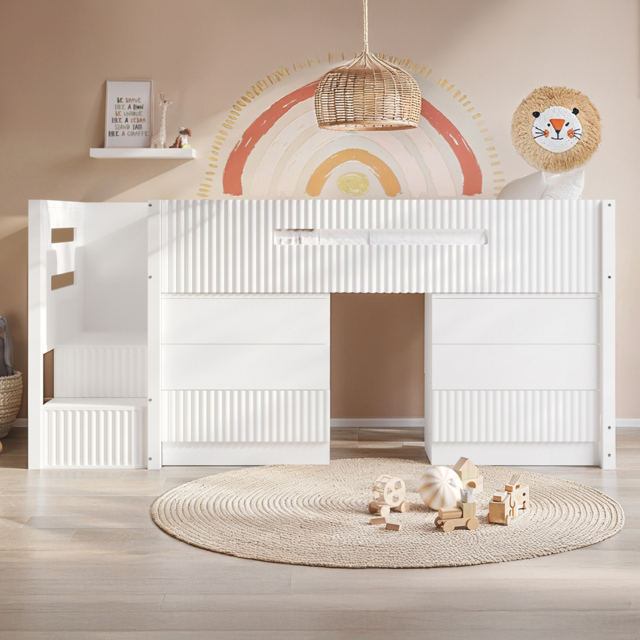 Flair Luca White 6 Drawer Ribbed Bed Frame - image 1