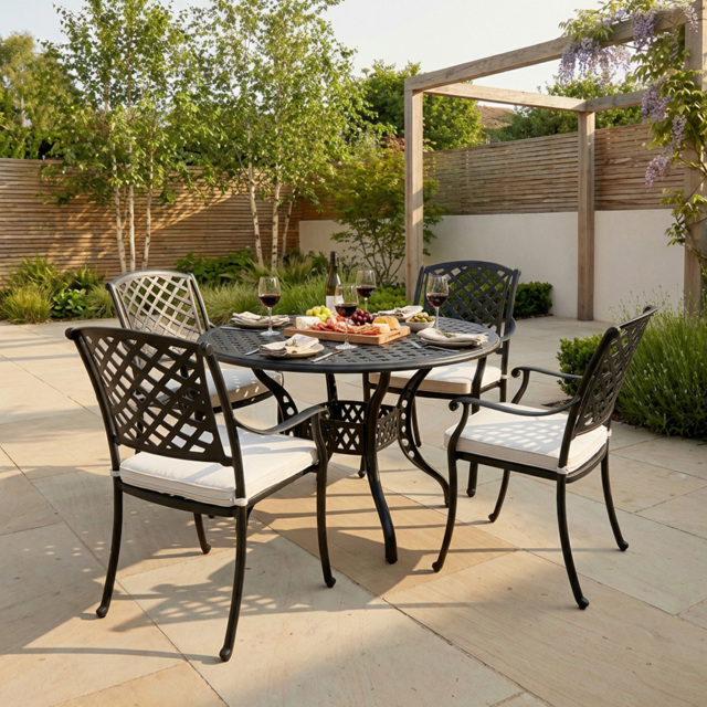 Vera 4 Seater Cast Aluminium Dining Set - image 1
