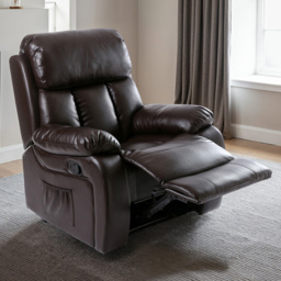 Furniture Online Chester Bonded Leather Black Automatic Recliner Electric Heat and Massage Chair