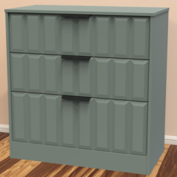 Crowndale New York 3 Drawer Reed Green Deep Chest of Drawers Ready Assembled