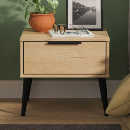 Crowndale Hong Kong Single Drawer Nebraska Oak Side Table Ready Assembled