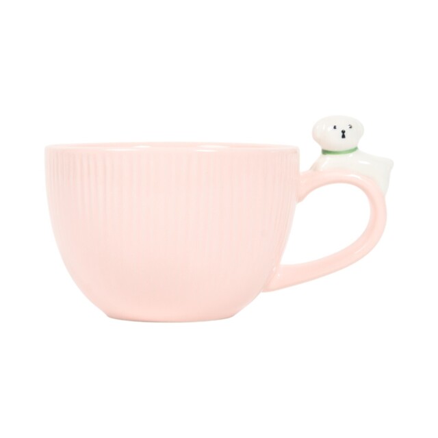3D Dog Ribbed Pink Mug - image 1