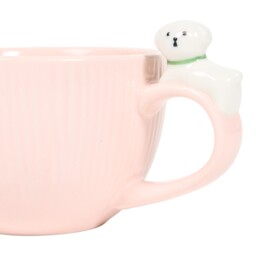 3D Dog Ribbed Pink Mug - thumbnail 3