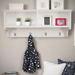 Home Source White Polar Coat Hook Storage Shelf - thumbnail 2