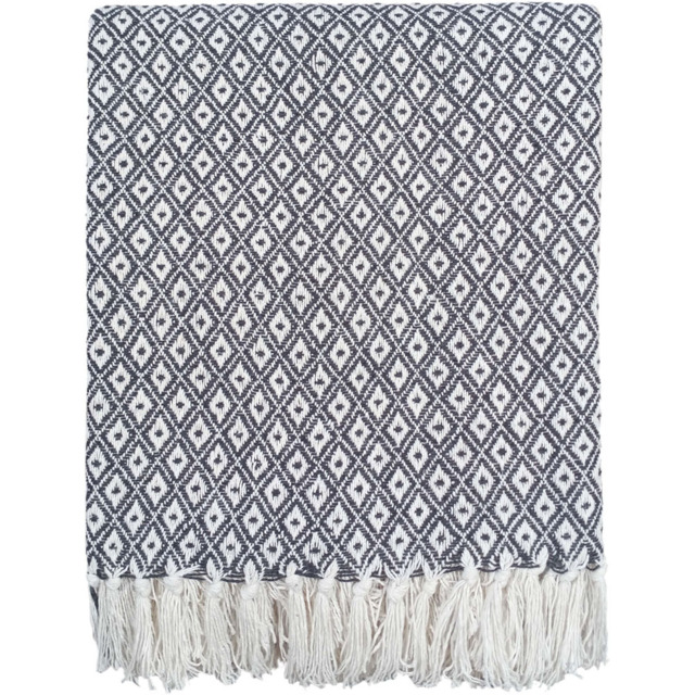 Rapport Home Grey Eden Recycled Cotton Geometric Throw 178 x 254cm - image 1