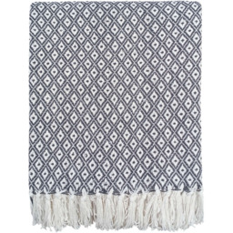 Rapport Home Grey Eden Recycled Cotton Geometric Throw 178 x 254cm