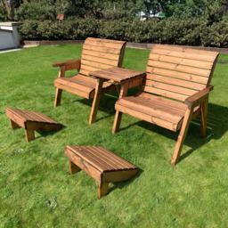 Charles Taylor Grand 2 Seater Straight Companion Seat with Footstools - thumbnail 1