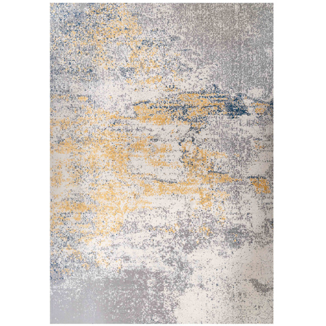 Kukoon Silver Grey and Ochre Distressed Abstract Rug 150 x 80cm - image 1