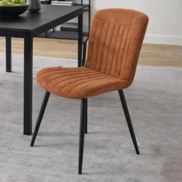 FWStyle Grace Clamshell Chestnut Linen Upholstered Waterfall Dining Chair Set of 4