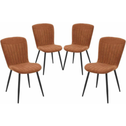 FWStyle Grace Clamshell Chestnut Linen Upholstered Waterfall Dining Chair Set of 4 - thumbnail 2