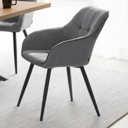 tectake Marilyn Grey and Black Velvet Look Quilted Dining Chair