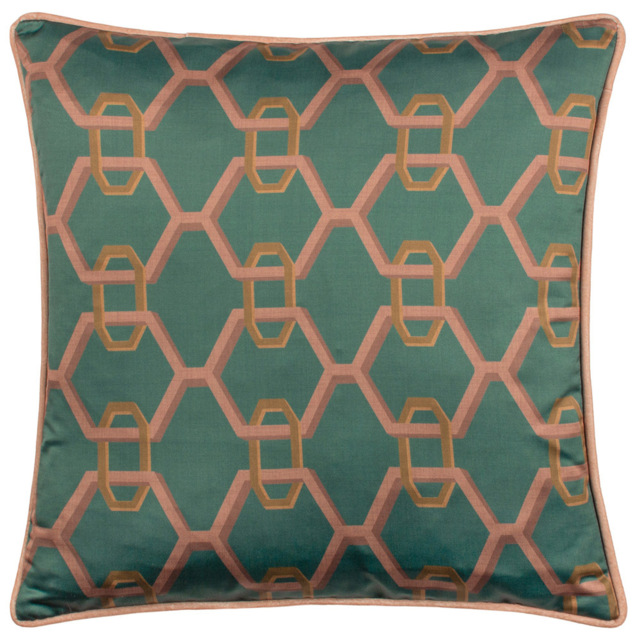 Paoletti Carnaby Teal Geometric Chain Satin Cushion - image 1