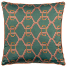 Paoletti Carnaby Teal Geometric Chain Satin Cushion - thumbnail 1