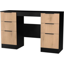 Crowndale Java Slatt Effect and Black 6 Drawer Kneehole Desk - thumbnail 4