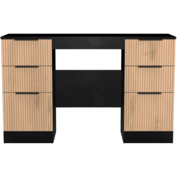 Crowndale Java Slatt Effect and Black 6 Drawer Kneehole Desk - thumbnail 2