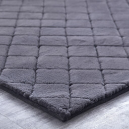 Milly Grey Faux Rabbit Fur Pile Rug - thumbnail 2