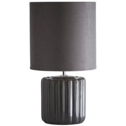 Kliving Zoe Ceramic Grey Velvet Shade Table Lamp