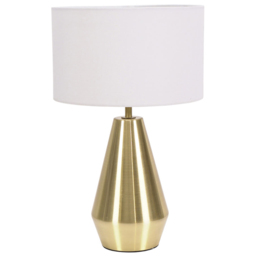 ValueLights Jax White Shade Antique Brass Touch LED Table Lamp