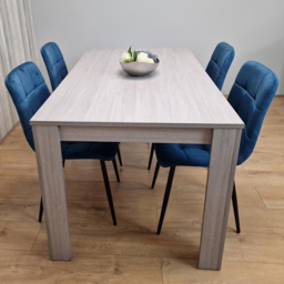 Kosy Koala 4 Seater Velvet Arrow Design Dining Set Grey and Blue