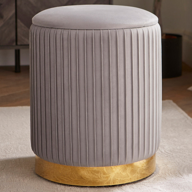 GFW Esme Grey Pleated Storage Stool - image 1