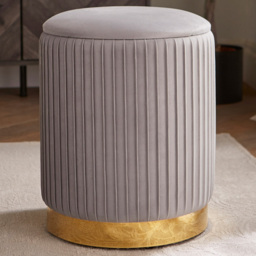 GFW Esme Grey Pleated Storage Stool