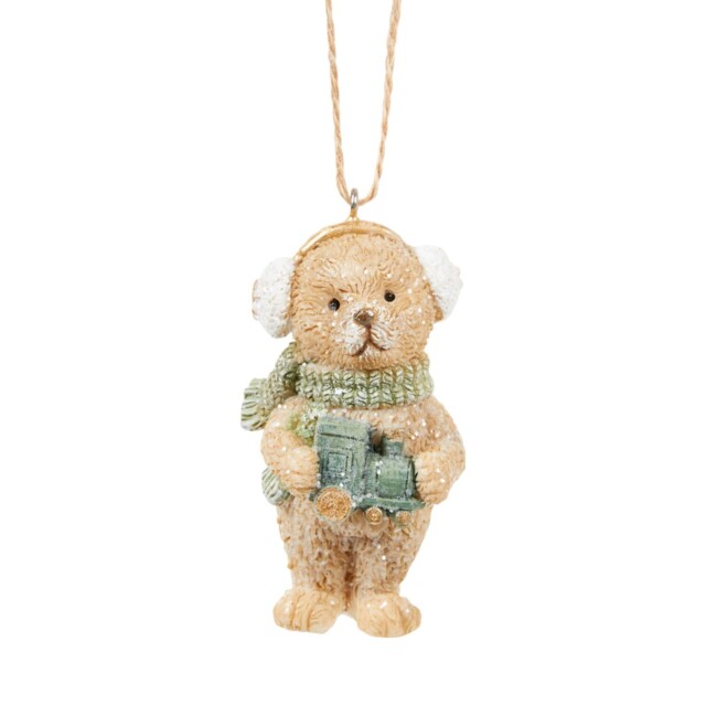 Mistletoe Cottage Neutral Bear Hanging Christmas Tree Decoration - image 1