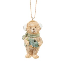 Mistletoe Cottage Neutral Bear Hanging Christmas Tree Decoration