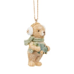 Mistletoe Cottage Neutral Bear Hanging Christmas Tree Decoration - thumbnail 2