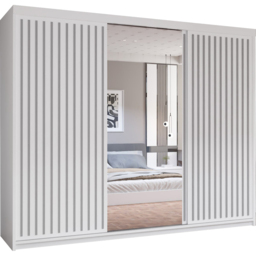 M N Furniture Roman 3 Door White and Grey Mirrored Sliding Wardrobe 250cm - thumbnail 2