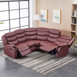 Artemis Home Brooklyn 5 Seater Burgundy Corner Manual Recliner Sofa - thumbnail 3