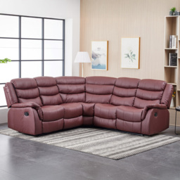 Artemis Home Brooklyn 5 Seater Burgundy Corner Manual Recliner Sofa