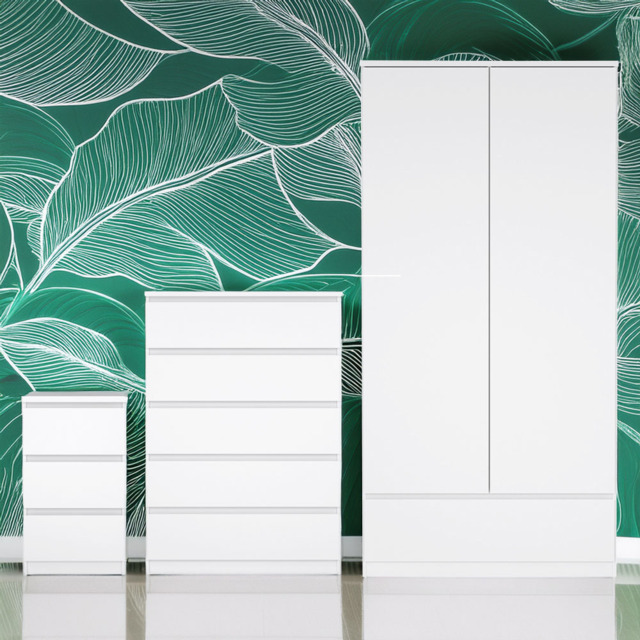 Florence Naia White High Gloss 3 Piece Bedroom Furniture Set - image 1