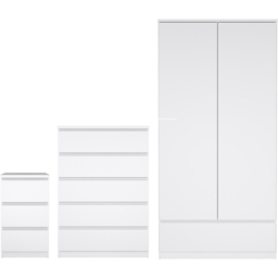 Florence Naia White High Gloss 3 Piece Bedroom Furniture Set - thumbnail 2