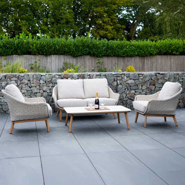 Norfolk Collection Camberley Beige Thick Rope Weave 4 Seater Outdoor Lounge Set - image 1