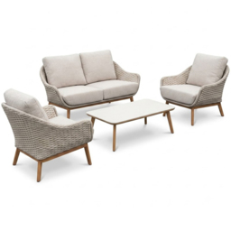 Norfolk Collection Camberley Beige Thick Rope Weave 4 Seater Outdoor Lounge Set - thumbnail 2