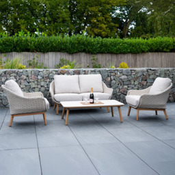 Norfolk Collection Camberley Beige Thick Rope Weave 4 Seater Outdoor Lounge Set