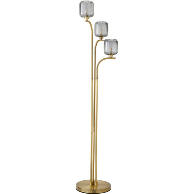 ValueLights Amelie 3 Way Ribbed Glass Gold Stem LED Floor Lamp - image 1