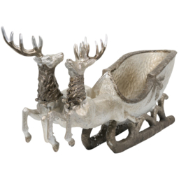 Silver Christmas Reindeer Sleigh - thumbnail 2